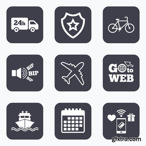 Vector icons flat picture on various subjects 5- 25 EPS