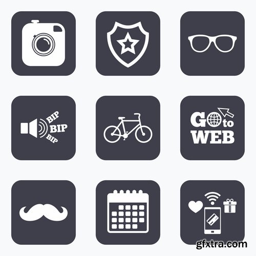 Vector icons flat picture on various subjects 5- 25 EPS