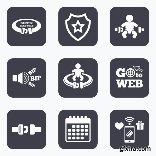 Vector icons flat picture on various subjects 5- 25 EPS