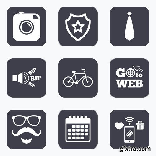 Vector icons flat picture on various subjects 5- 25 EPS