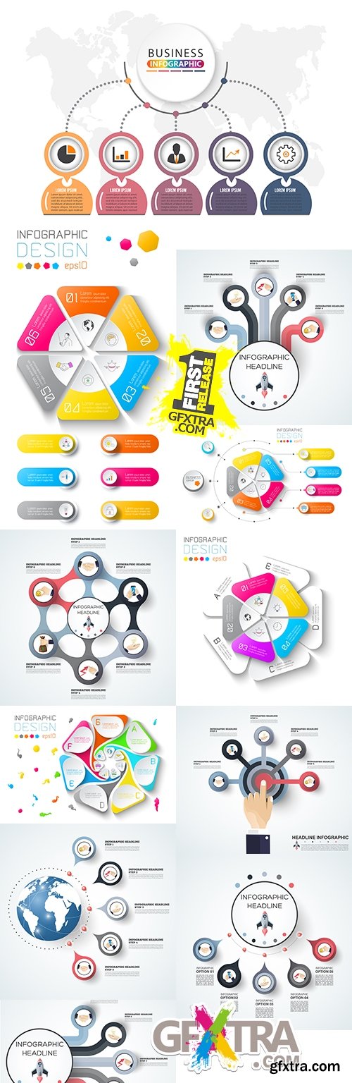 Modern business infographics elements collection 306