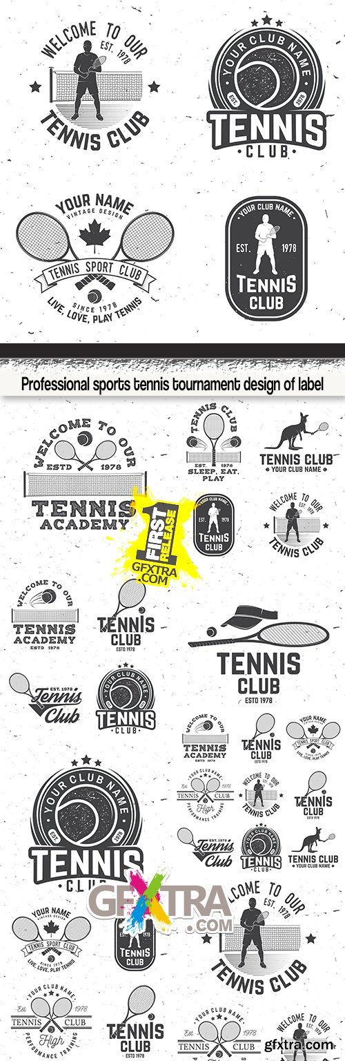 Professional sports tennis tournament design of label