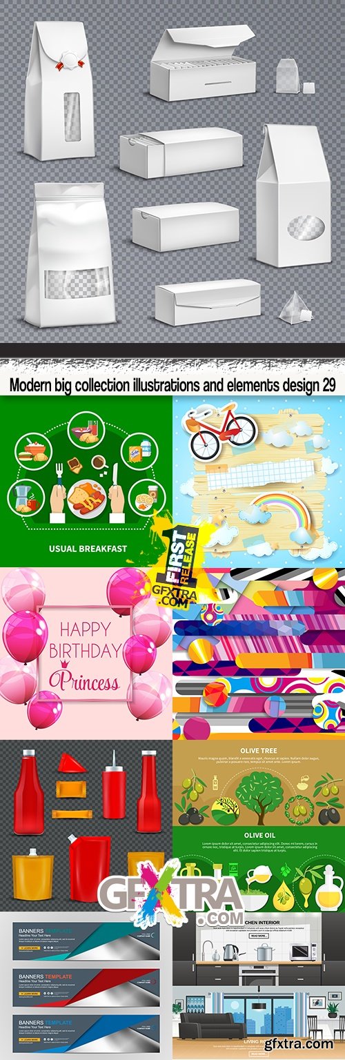 Modern big collection illustrations and elements design 29