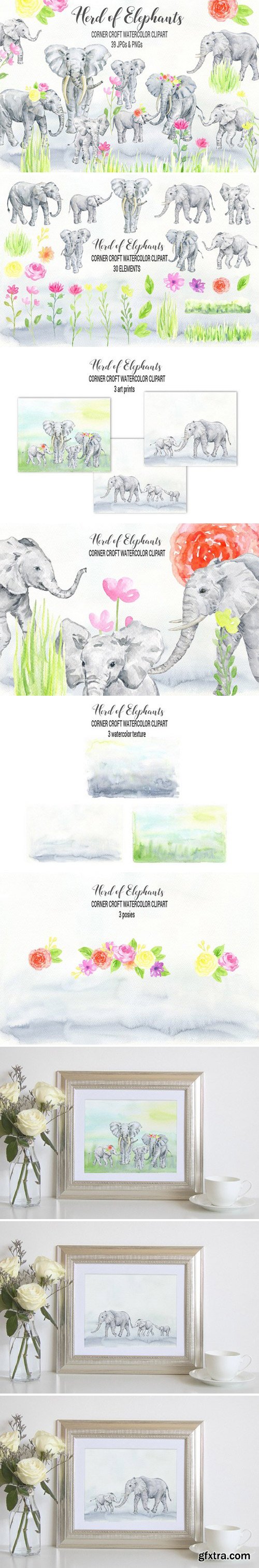 CM - Watercolor Elephant Clipart 2380009