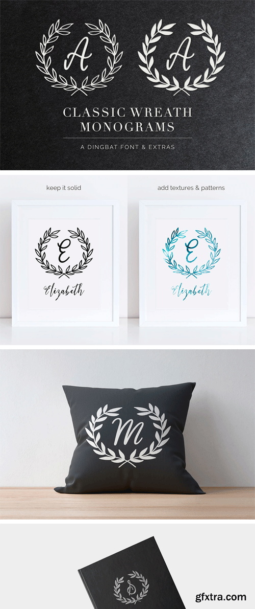 CM - Wreath Monograms Dingbat Font 2395955