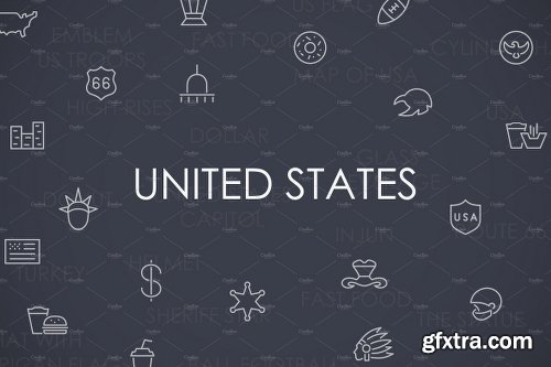 CreativeMarket UNITED STATES Thinline Icons 2303781