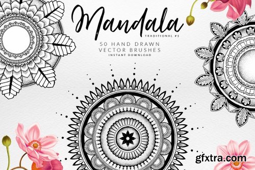 CreativeMarket Mandala Illustrator Brushes 2296923