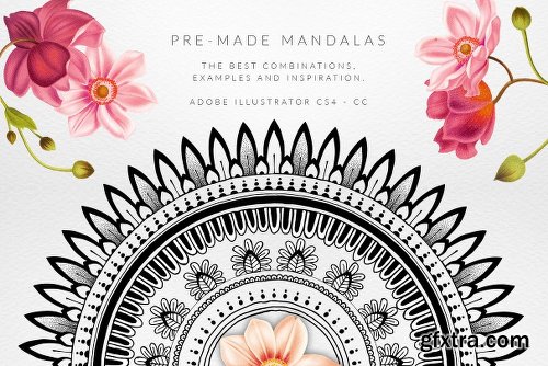 CreativeMarket Mandala Illustrator Brushes 2296923