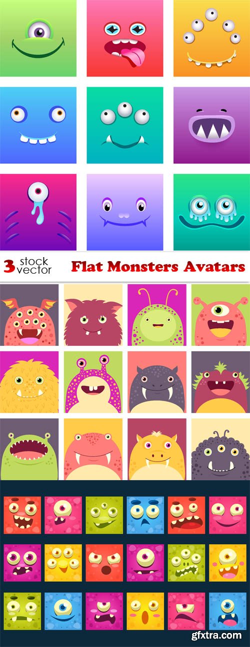 Vectors - Flat Monsters Avatars