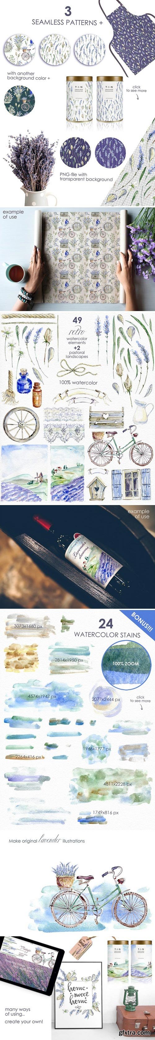 CM - Lavender WATERCOLOR clipart set 2358299