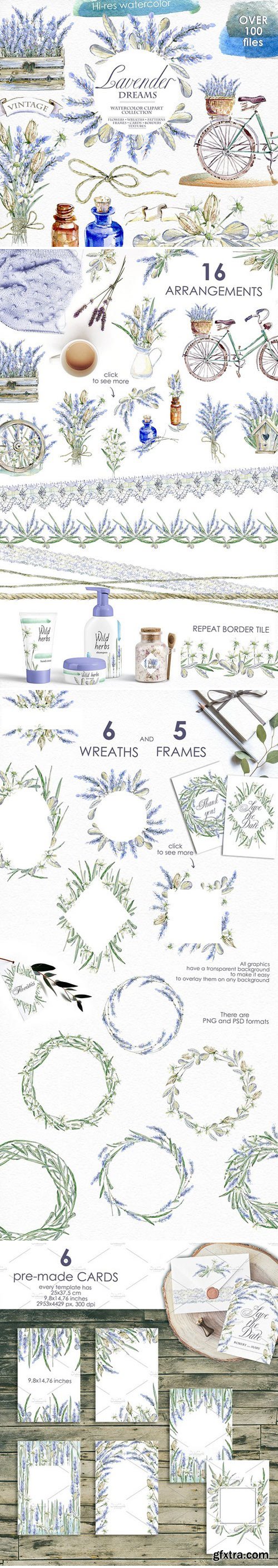 CM - Lavender WATERCOLOR clipart set 2358299