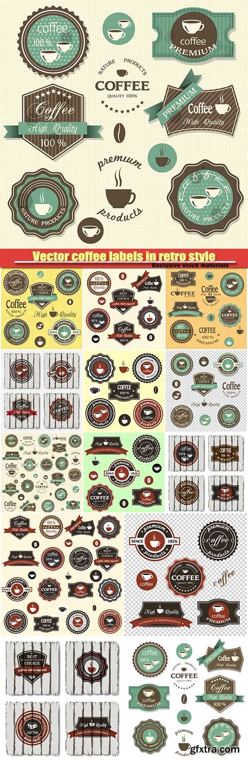 Vector coffee labels in retro style