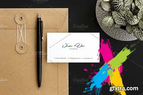 CreativeMarket - Business Card Photo Mockup Flat Lay 2441488