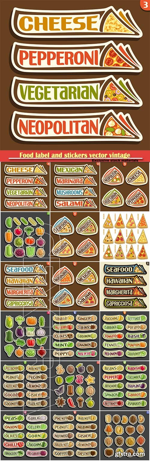 Food label vector vintage collection