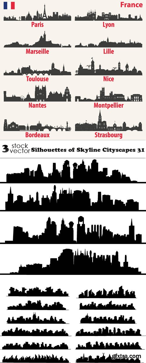 Vectors - Silhouettes of Skyline Cityscapes 31