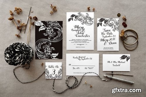 Vintage Floral Wedding Invitation Suite