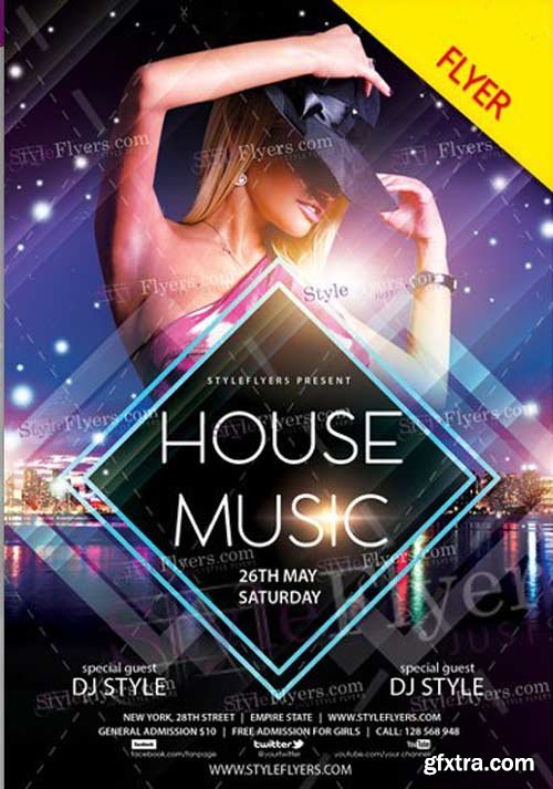 House Music V3 2018 Flyer PSD