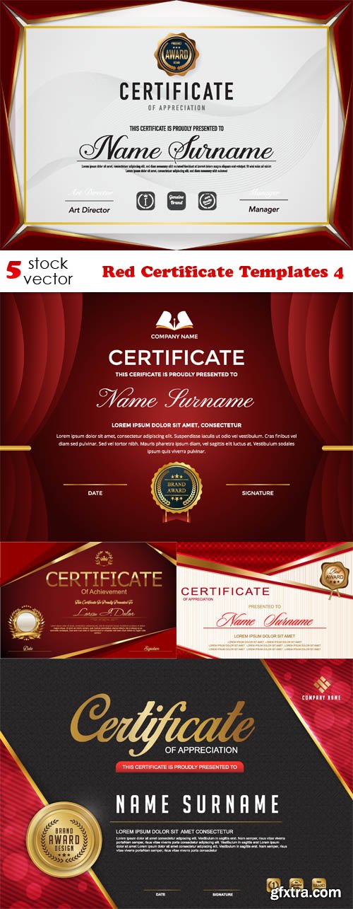 Vectors - Red Certificate Templates 4