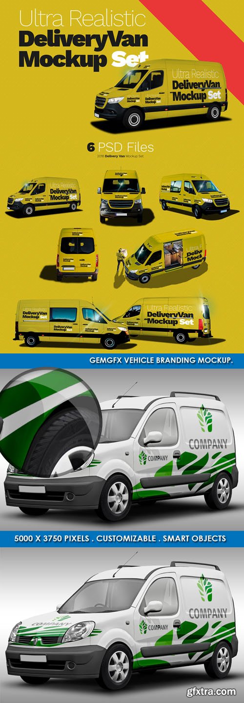 Ultra Realistic Delivery Van PSD Mockups Templates