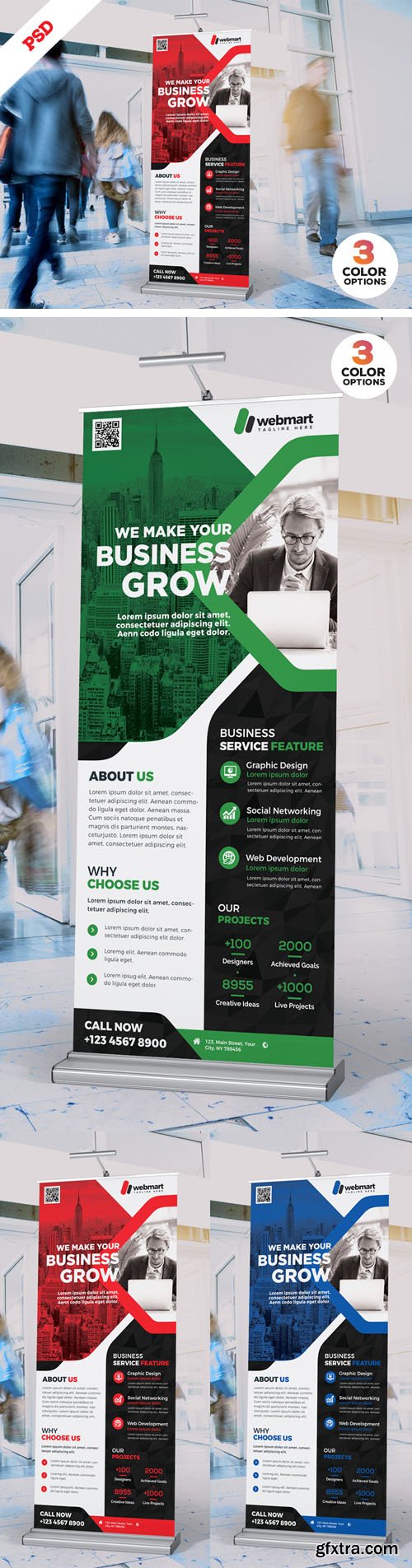 Corporate Roll-up Banner Design PSD Bundle