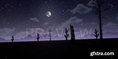 Moon Flying Over The Desert - Motion Graphics 75440