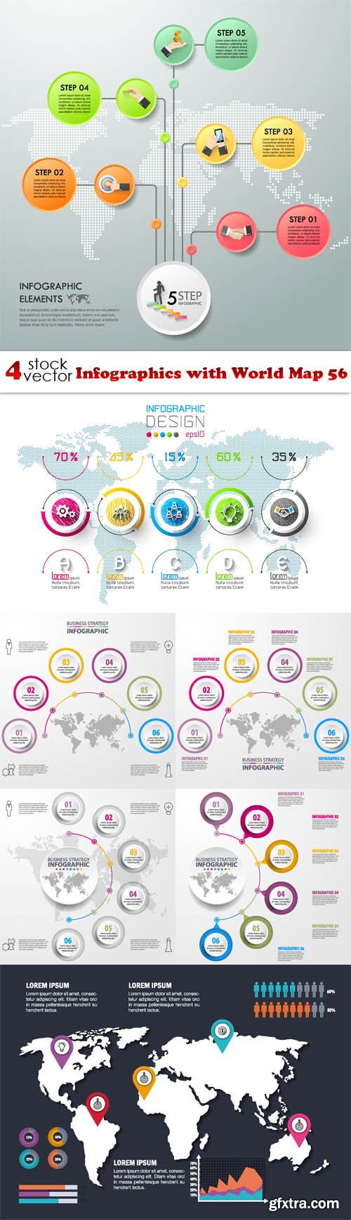 Vectors - Infographics with World Map 56