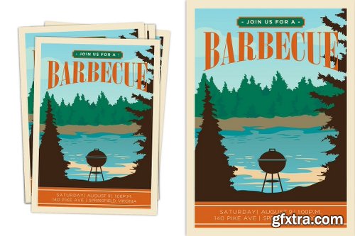 CreativeMarket Retro Vintage BBQ Invite 2376482