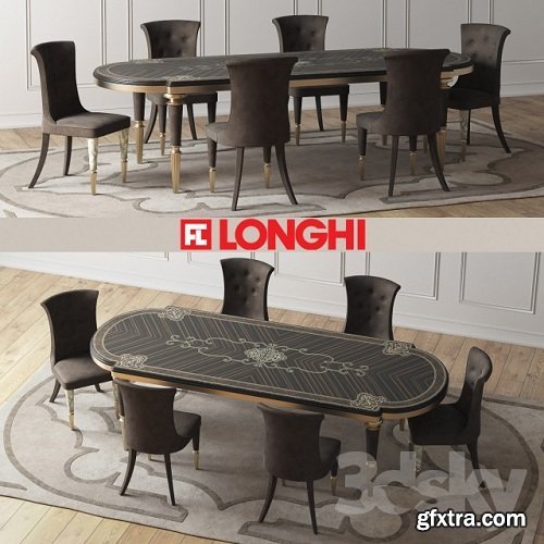 LAYTON Wooden Table & MARION Chairs 3d Model