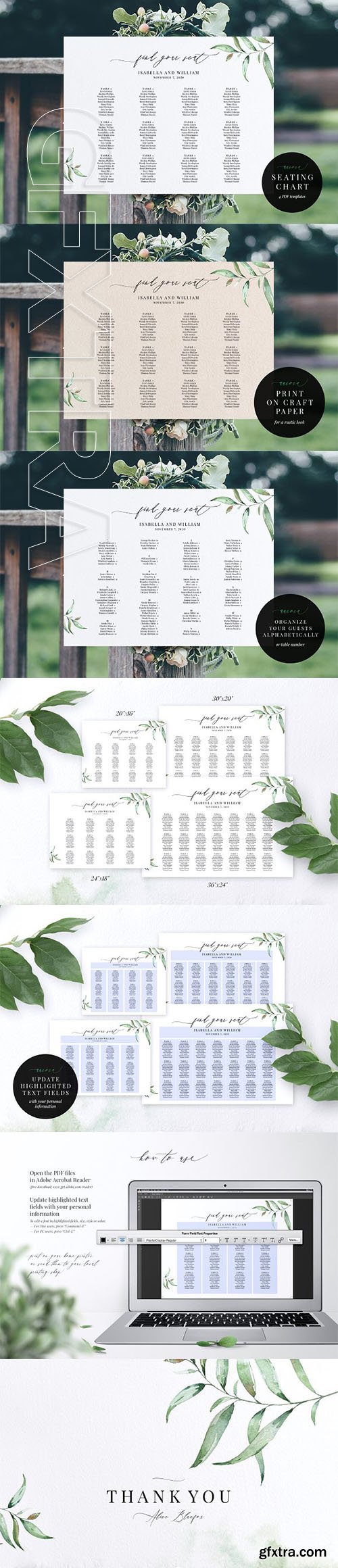 CreativeMarket - Wedding Seating Chart, Aurora 2443259