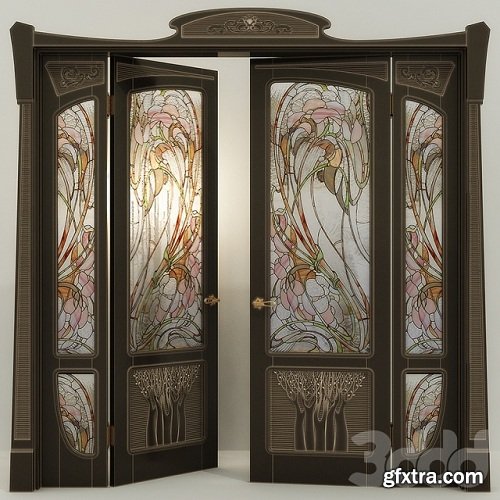 Stained-glass & Modern Door, Double-Leaf