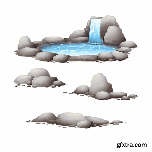 Waterfall river illustration for children\'s books entertaining picture 25 EPS