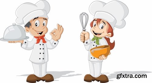 Girl woman chef cartoon baby vector illustration picture 25 EPS