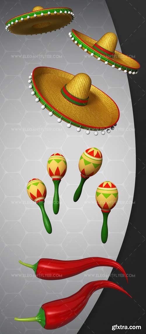 Cinco de Mayo Set v19 2018 3d Render Templates