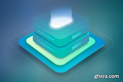 Cloud Hosting Server Isometric