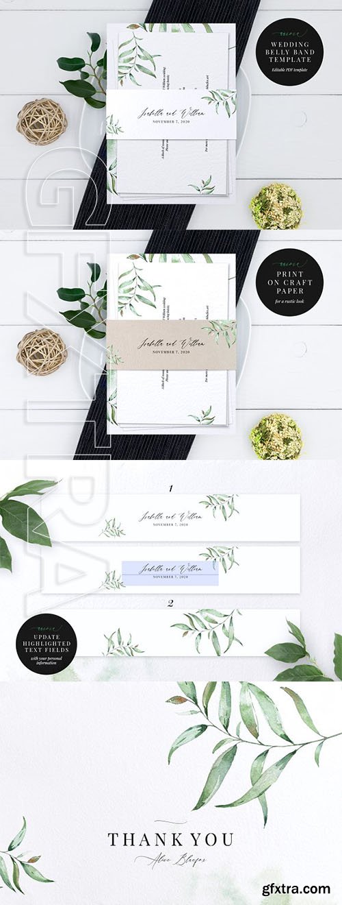 CreativeMarket - Wedding Belly Band Template, Aurora 2443921