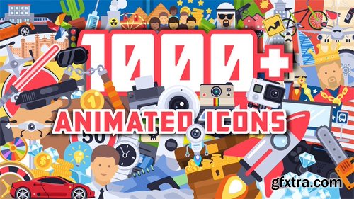 Videohive 1000+ Flat Animated Icons Pack 21539748