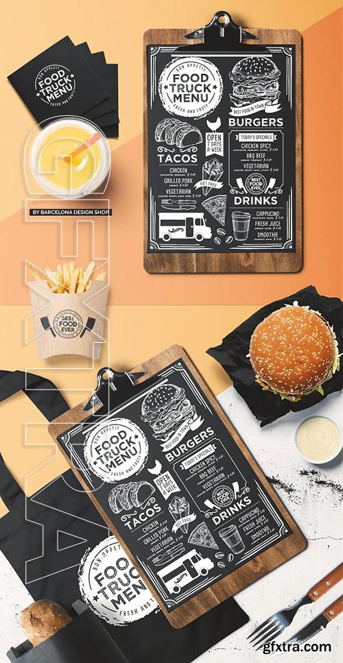 CreativeMarket - Food Truck Blackboard Menu 2417134