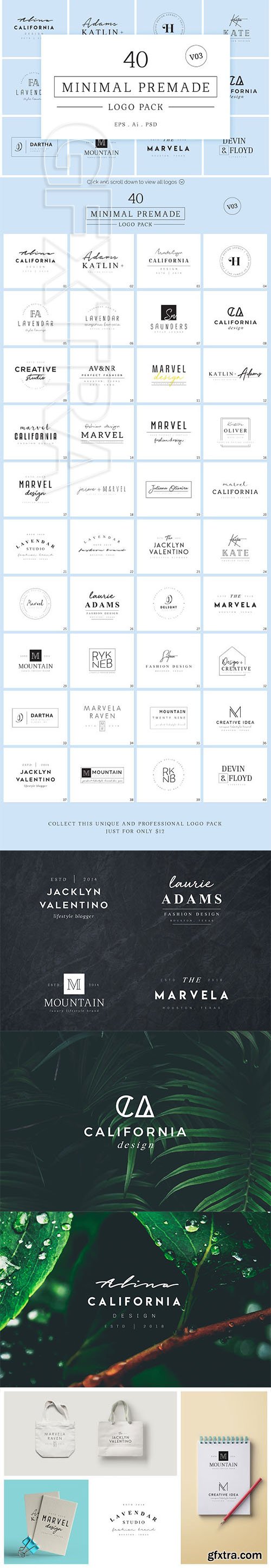 CreativeMarket - Minimal Premade Logo Bundle V03 2417197