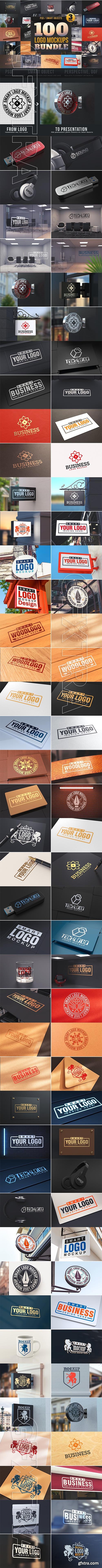 CreativeMarket - 100 Logo Mockups Bundle Vol.3 2412509