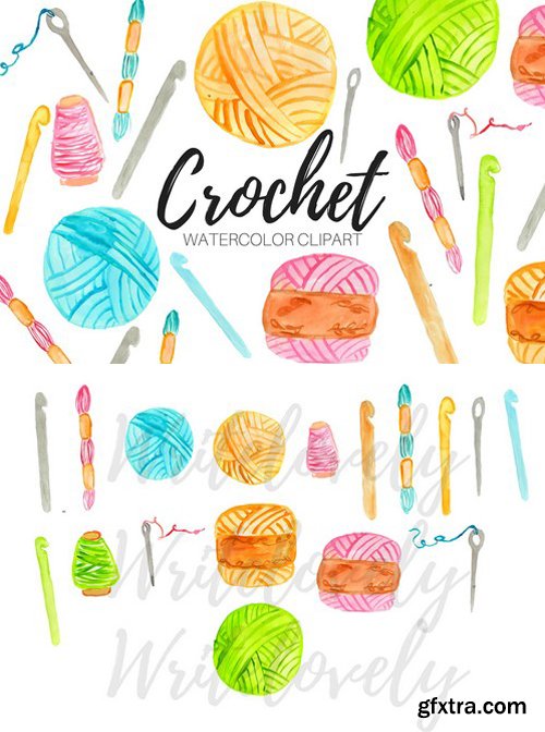 CM - Watercolor Crochet Clipart 2405003