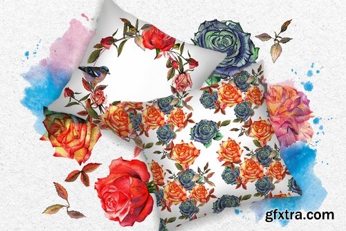 CM - Wildflower colorful roses PNG set 2426761