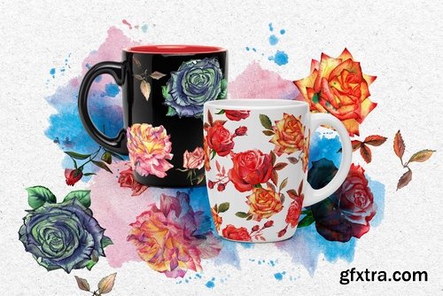 CM - Wildflower colorful roses PNG set 2426761