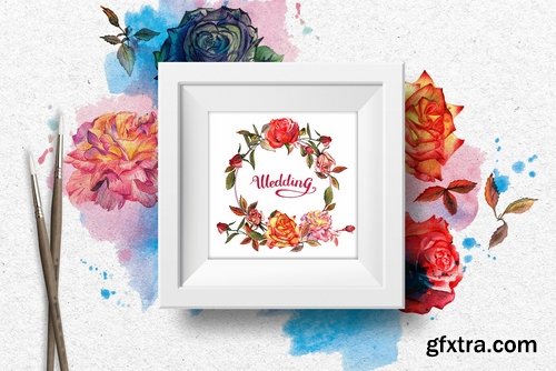 CM - Wildflower colorful roses PNG set 2426761