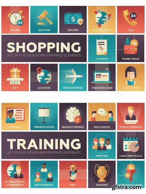 Business Training - flat design icons set