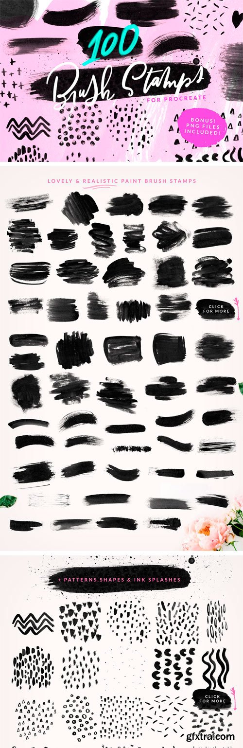 CM - 100 Paint Brush Stamps for Procreate 2419229