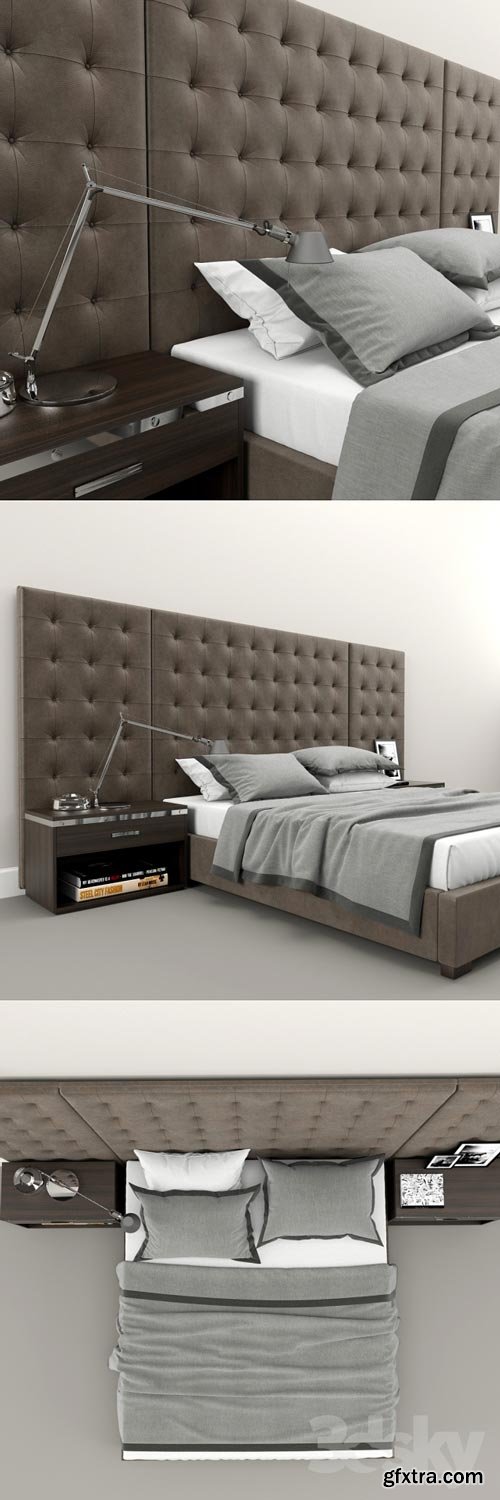 3dsky - RH Modern custom box tufted platform bed