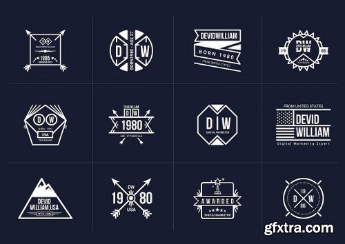 CreativeMarket Retro Badge Logo Collection Bundle 2132814