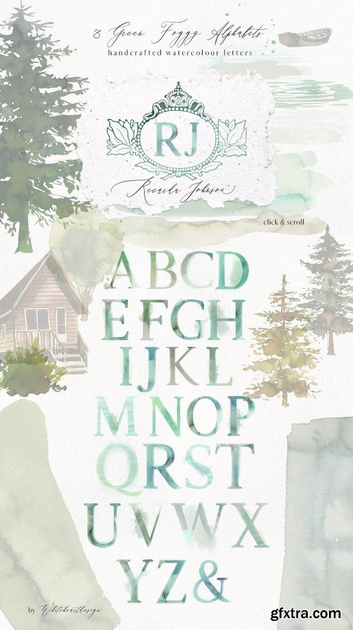 CreativeMarket Forest - Green Watercolor Bundle 2135568