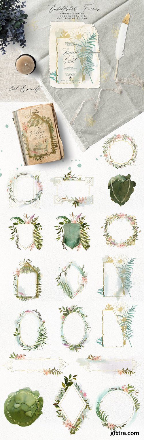 CreativeMarket Forest - Green Watercolor Bundle 2135568