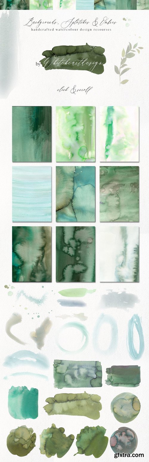 CreativeMarket Forest - Green Watercolor Bundle 2135568